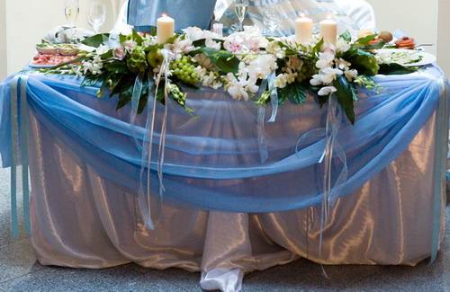 Свадебный стол, бело-голубая гамма